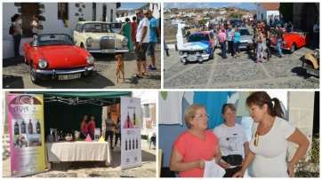 Coches antiguos y clásicos y puestos de artesanía y degustación de vinos (Foto TA)