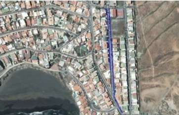 Zona afectada, en azul (Foto TA)