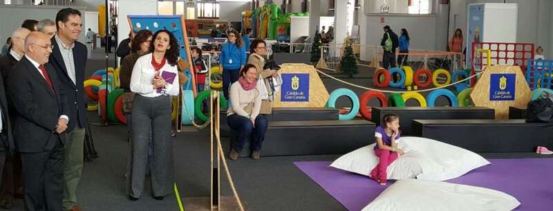 El edil teldense Diego Ojeda, junto al presidente grancanario Antonio Morales durante la inauguración (Foto TA)