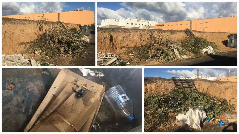 Mosaico de fotos de basura en la calle de Ahulagar (Foto TA)