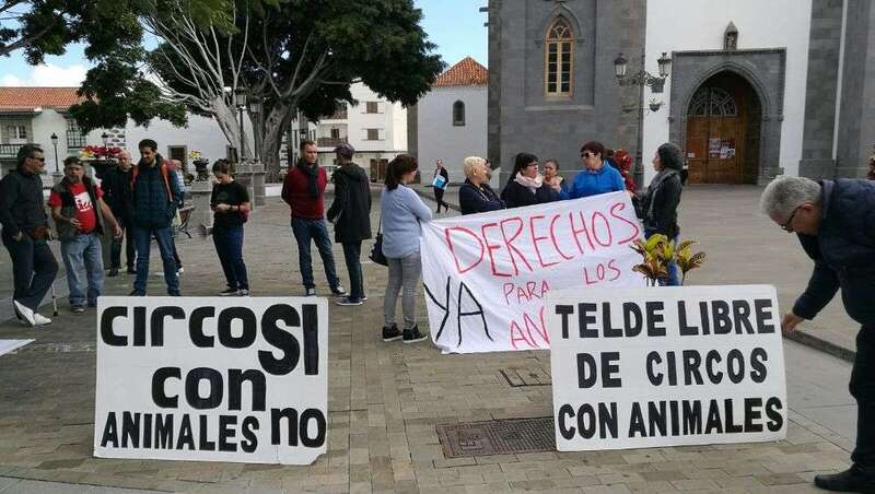 Imagen de archivo de un protesta en Telde en contra el circo con animales (Foto TA)