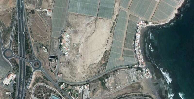 Vista aérea del sector por donde discurre el camino real de Gando