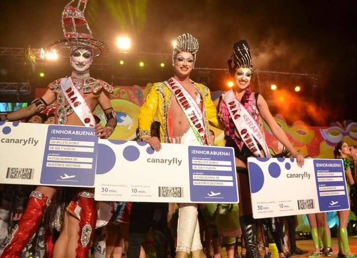 Imagen de los tres primeros drags clasificados del Carnaval 2016 de Telde (Foto TA)