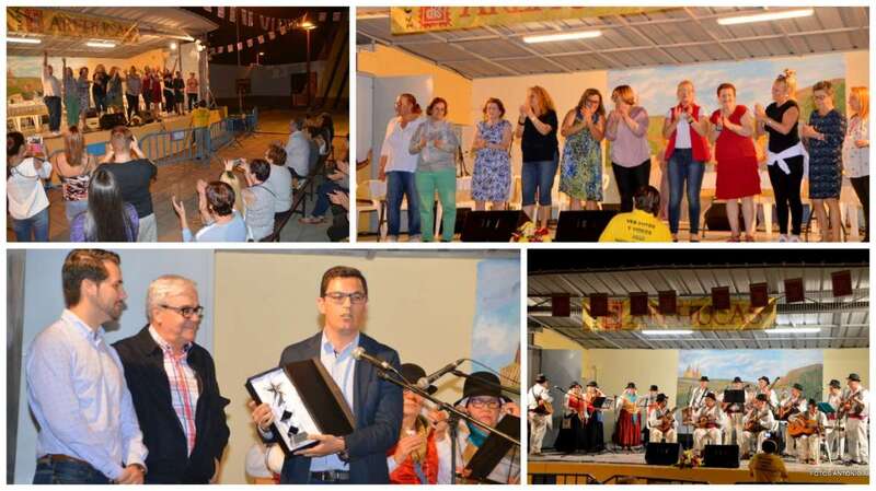 Diferentes momentos de los actos de esta noche en Las Longueras (Foto Antonio Alí)