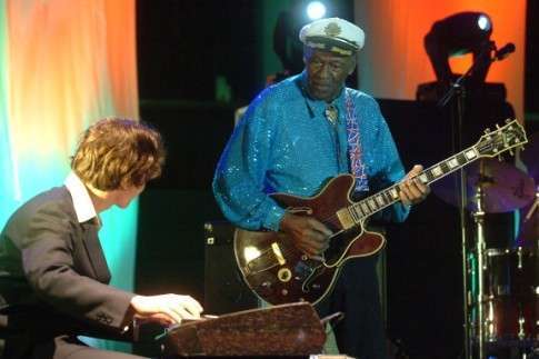 Chuck Berry, en el concierto que ofreció en Telde (Foto Juan Carlos Gracia)
