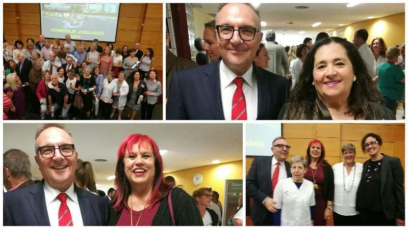 El consejero de Sanidad, José Manuel Baltar, con la concejala de Telde, Saro Sosa, y varias homenajeadas (Foto TA)