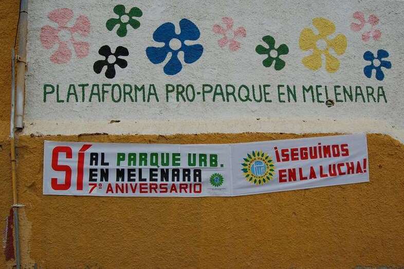 Imagen de archivo de la pancarta de la Plataforma Pro Parque Urbano de Melenara (Foto TA)