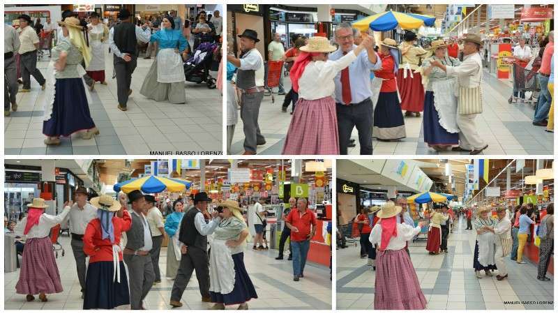 Diferentes momentos de la actuación del grupo de baile (Foto TA)