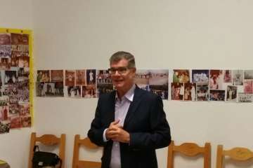 Charla del cronista de Telde en El Calero (Foto TA)