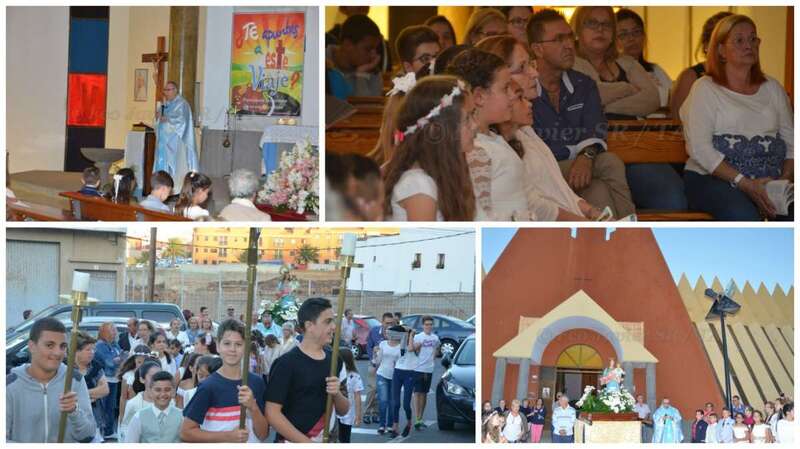 Diferentes momentos de los actos religiosos de ayer en Las Longueras (Foto Francisco Javier Santana)