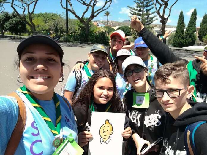 Archivo. Jóvenes Scout de Telde en el parque urbano de San Juan, en una actividad reciente (Foto TA)