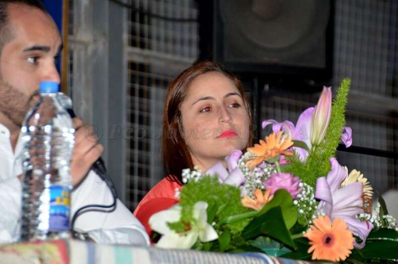 Melania Falcón, en un momento del pregón anoche (Foto Francisco Javier Santana)