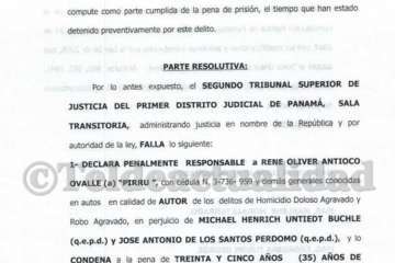 Sentencia por el doble asesinato de Panamá (Foto TA)