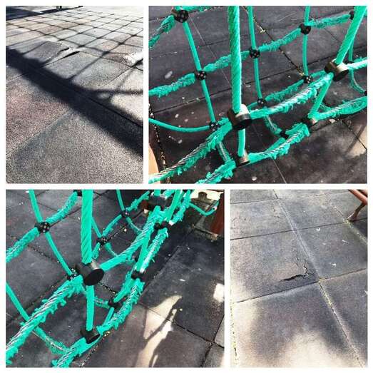 Deterioros del parque infantil de Arnao (Foto TA)