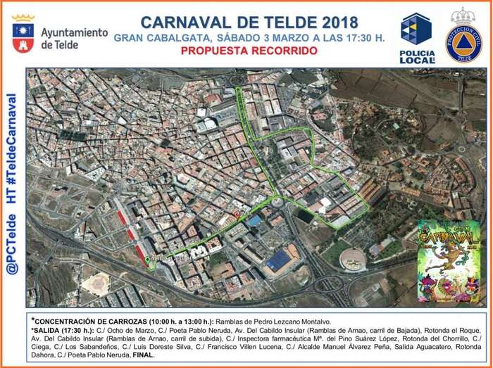 Recorrido del coso carnavalero de Telde de este año (Foto TA)