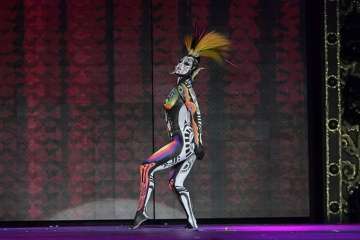 El teldense Saavedra tirunfa en el Concurso de Maquillaje Corporal con 'Tambora' (Foto Lpcarnaval)