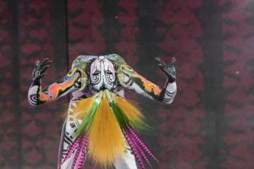 El teldense Saavedra tirunfa en el Concurso de Maquillaje Corporal con 'Tambora' (Foto Lpcarnaval)