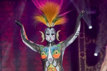 El teldense Saavedra tirunfa en el Concurso de Maquillaje Corporal con 'Tambora' (Foto Lpcarnaval)