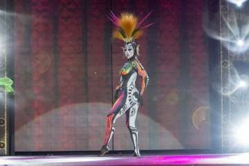 El teldense Saavedra tirunfa en el Concurso de Maquillaje Corporal con 'Tambora' (Foto Lpcarnaval)