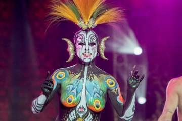 El teldense Saavedra tirunfa en el Concurso de Maquillaje Corporal con 'Tambora' (Foto Lpcarnaval)