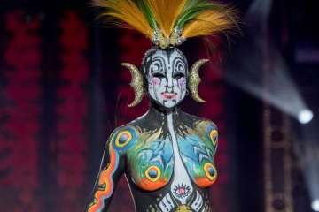 El teldense Saavedra tirunfa en el Concurso de Maquillaje Corporal con 'Tambora' (Foto Lpcarnaval)