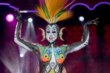 El teldense Saavedra tirunfa en el Concurso de Maquillaje Corporal con 'Tambora' (Foto Lpcarnaval)