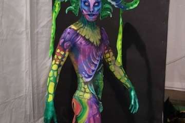 Nauzet Afonso, tercer premio del concurso de Maquillaje Corporal del Carnaval de Mogán (Foto TA)