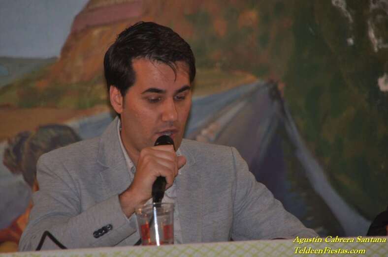 Abel Díaz, anoche durante la lectura del pregón (Foto Teldeenfiestas)