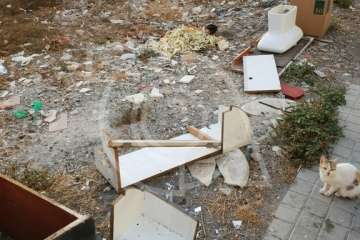 Telde: Contenedores vacíos y basura por fuera (Foto TA)