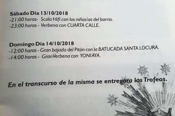 Programa de las fiestas de Caserones Alto 2018