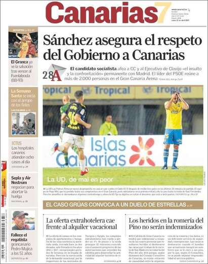 Portada de un periódico nacional de esta jornada (Foto TA)