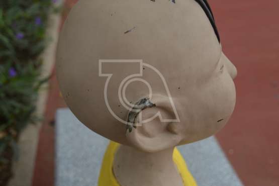 Daños la escultura ubicada en el parque urbano de San Juan (Foto TA)