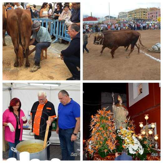 El trono del santo acompañado por feligreses con paraguas desplegados (Foto Francisco Javier Santana)