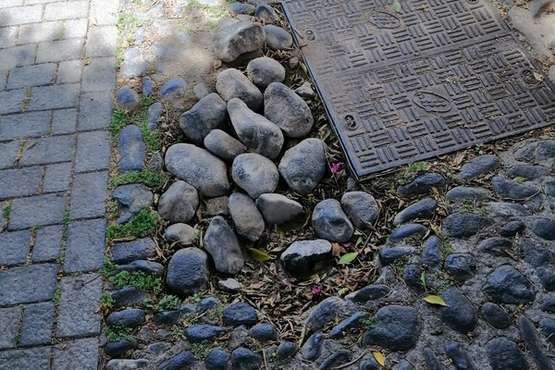 Hoyo en el empedrado antiguo de San Francisco (Foto TA)