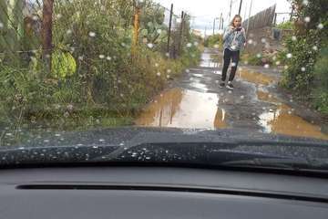 El camino Piletas hace aguas en Montaña Las Palmas (Foto TA)