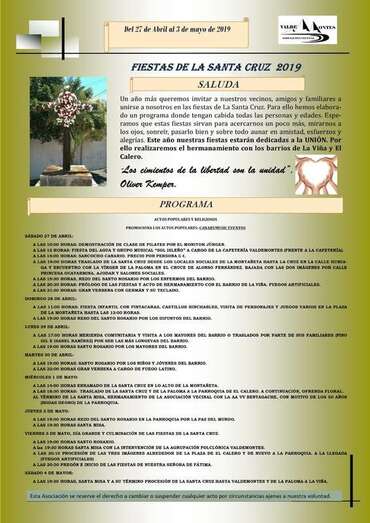 Programa de las fiestas de la Santa Cruz en La Montañeta de El Calero (Foto TA)