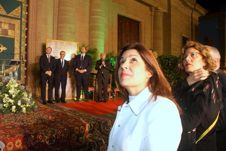 Carmen Hernández, en el pregón del pasado año de las fiestas de Gáldar (Foto Jesús Ruiz Mesa9