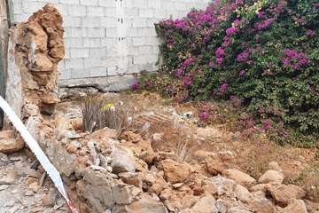 Un antiguo muro, un riesgo para personas en la calle Congreso (Foto TA)