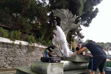 La carreta de Telde, lista para la romería del Pino de esta tarde (Foto TA)