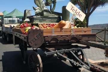 La carreta de Telde, lista para la romería del Pino de esta tarde (Foto TA)