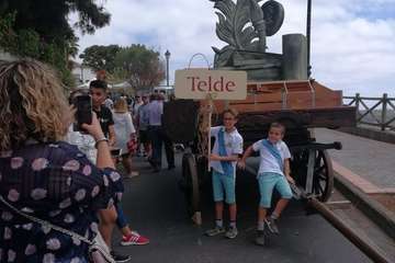 La carreta de Telde, lista para la romería del Pino de esta tarde (Foto TA)