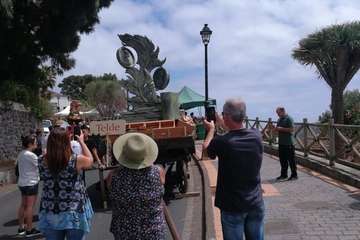 La carreta de Telde, lista para la romería del Pino de esta tarde (Foto TA)