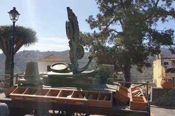 La carreta de Telde, lista para la romería del Pino de esta tarde (Foto TA)