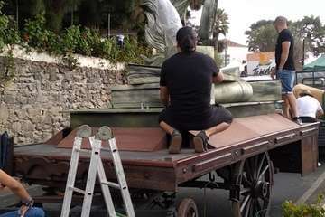 La carreta de Telde, lista para la romería del Pino de esta tarde (Foto TA)