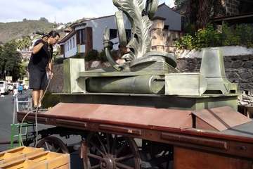 La carreta de Telde, lista para la romería del Pino de esta tarde (Foto TA)