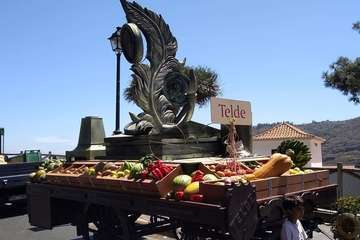 La carreta de Telde, lista para la romería del Pino de esta tarde (Foto TA)