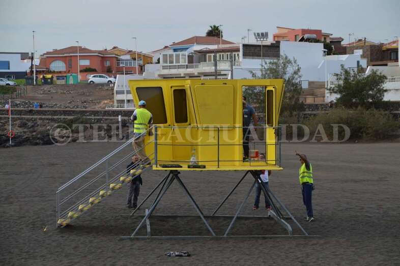 Imagen de los trabajos de desarme de la torreta (Foto TA)