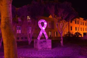 Iluminación especial del Ayuntamiento y Monumento a las Víctimas de la Intolerancia por el 25N (Foto TA)
