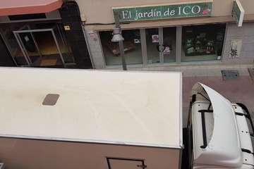 Un camión se cuela en una calle reservada para los peatones en Los Llanos (Foto TA)