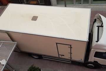 Un camión se cuela en una calle reservada para los peatones en Los Llanos (Foto TA)